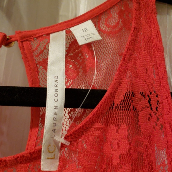 Red lace fit and flare Lauren Conrad dress - Picture 3 of 5